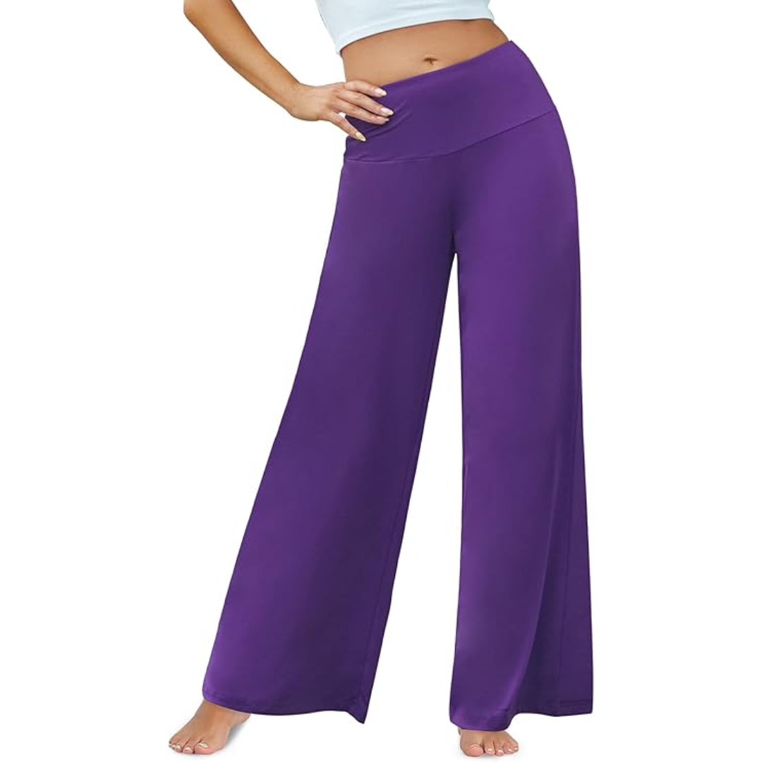 Versatile women's palazzo trousers: high waist, wide leg, comfortable and stretchy, suitable for many occasions.