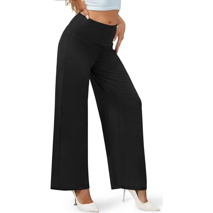 Fashionable plus size women's palazzo trousers with a comfortable high waist and wide leg design.
