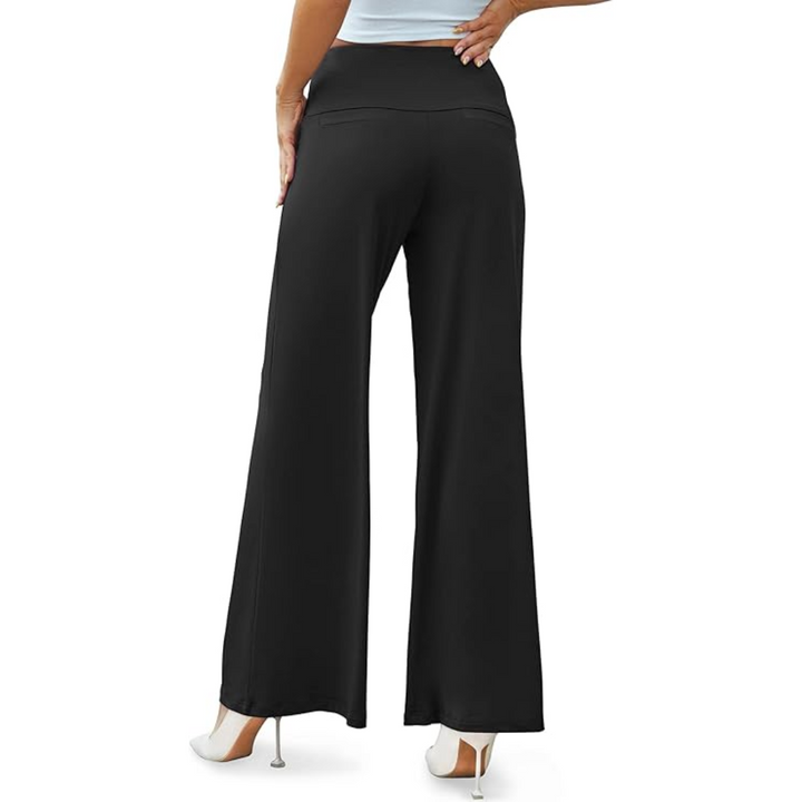Casual women's high waist palazzo trousers in a soft fabric, ideal for comfortable all-day wear.