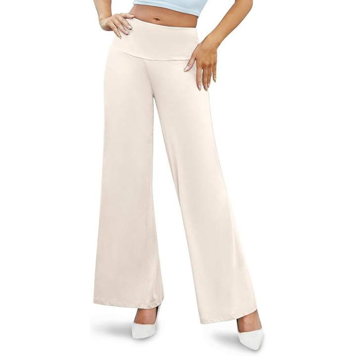 Oriana high waist palazzo trousers for women, showcasing a relaxed wide leg and comfortable fit.