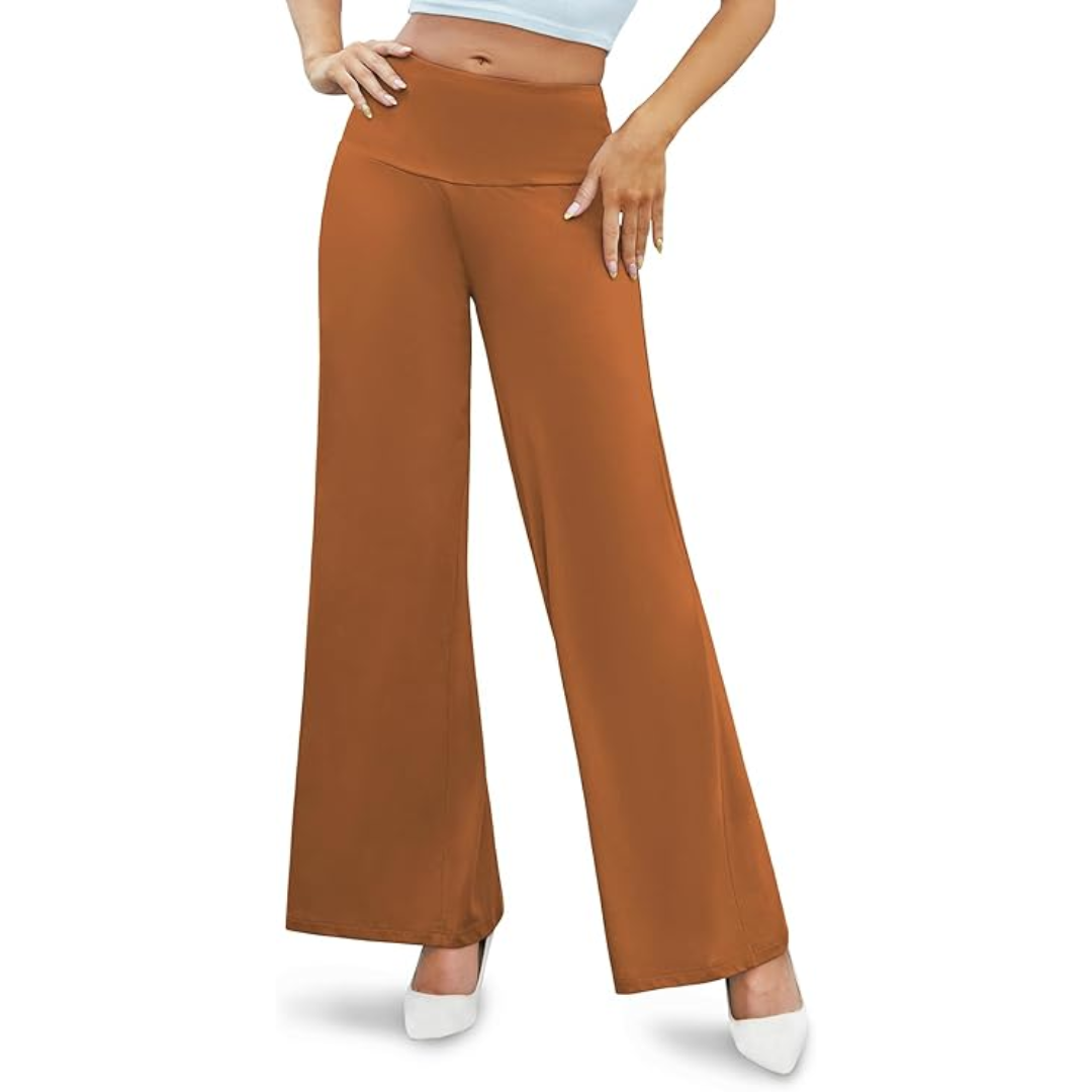 Stylish women's lounge wear: high waist wide leg palazzo trousers, offering comfort and freedom.