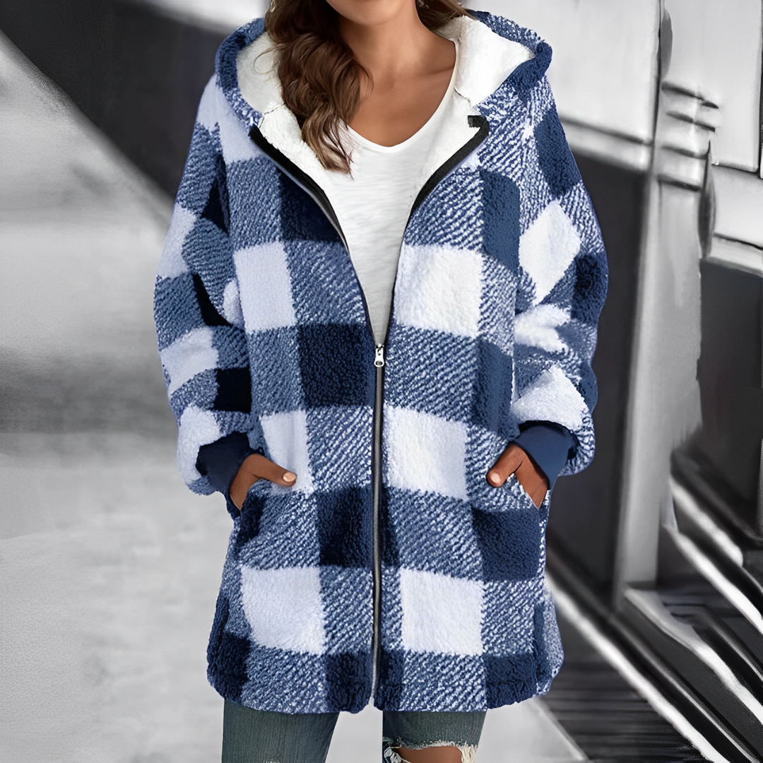 Stylish women's hooded jacket, ideal for fall & winter fashion. Comfortable ladies coat for versatile everyday wear.