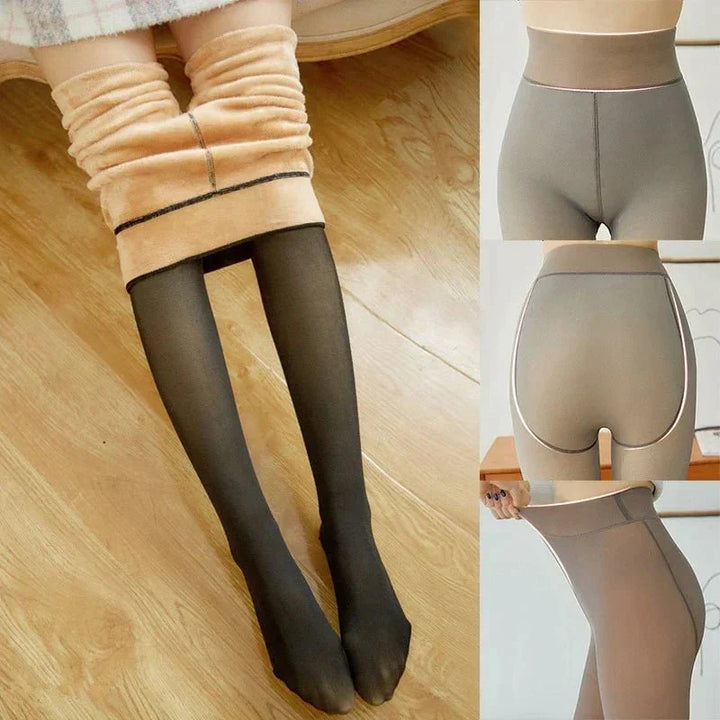 High-waisted women's insulated winter tights, offering a comfortable, stretchy fit for everyday cold weather wear.