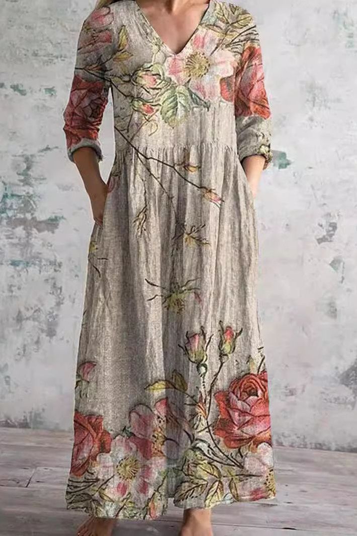 Versatile women's flowing maxi dress, perfect for casual spring, summer, or travel wear.