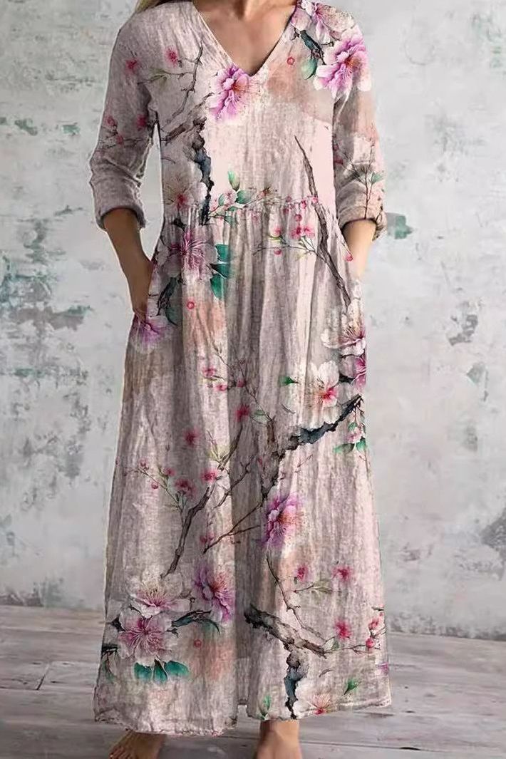 Elegant lightweight spring/summer maxi dress for women, offering a comfortable, relaxed fit.