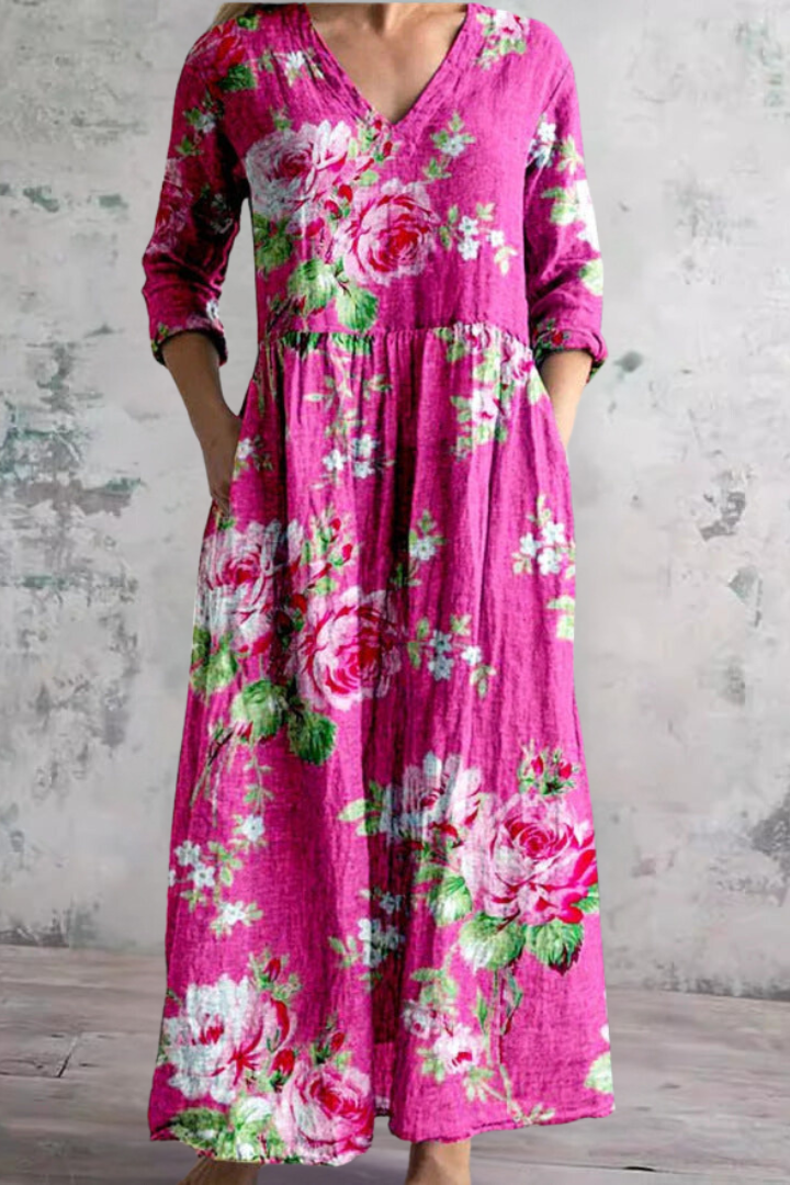 Comfortable women's spring/summer maxi dress, lightweight and flowing for relaxed daily wear.