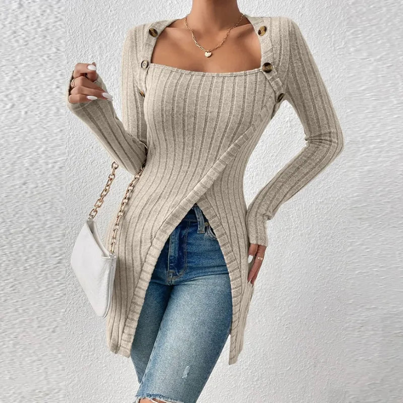 Women's comfortable long sleeve top for effortless everyday style. Perfect basic layering piece for fall or spring.