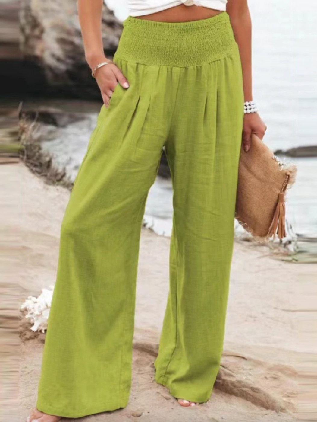 BreezeEase women's loose fit casual linen cotton blend pants for ultimate comfort.