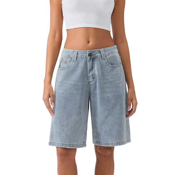 Women's comfortable mid-waist Bermuda shorts, perfect for summer casual wear.