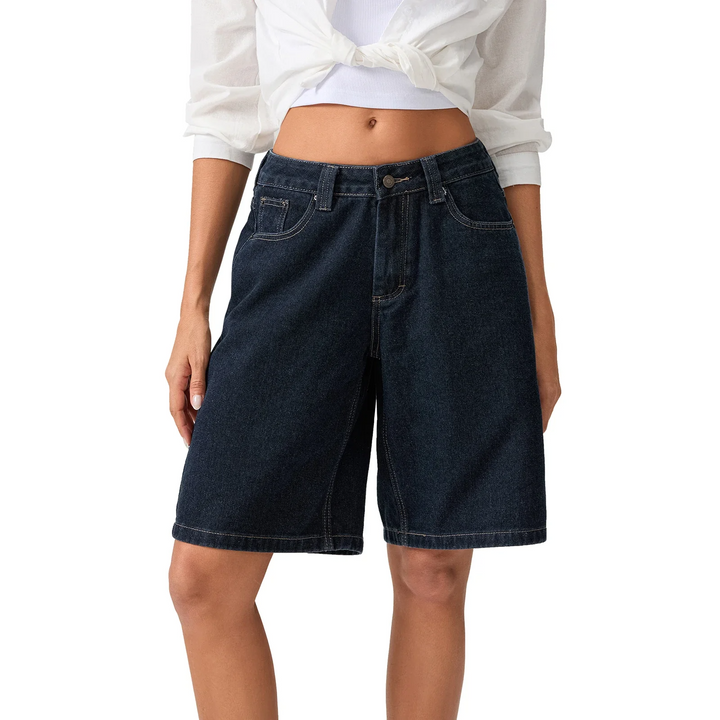 Mid-waist comfortable women's Bermuda shorts, a casual yet chic option for summer fashion.