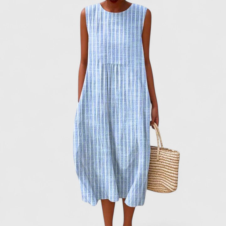 Chic women's midi dress, offering effortless style and ultimate comfort. Flattering knee-length for versatile summer outfits.