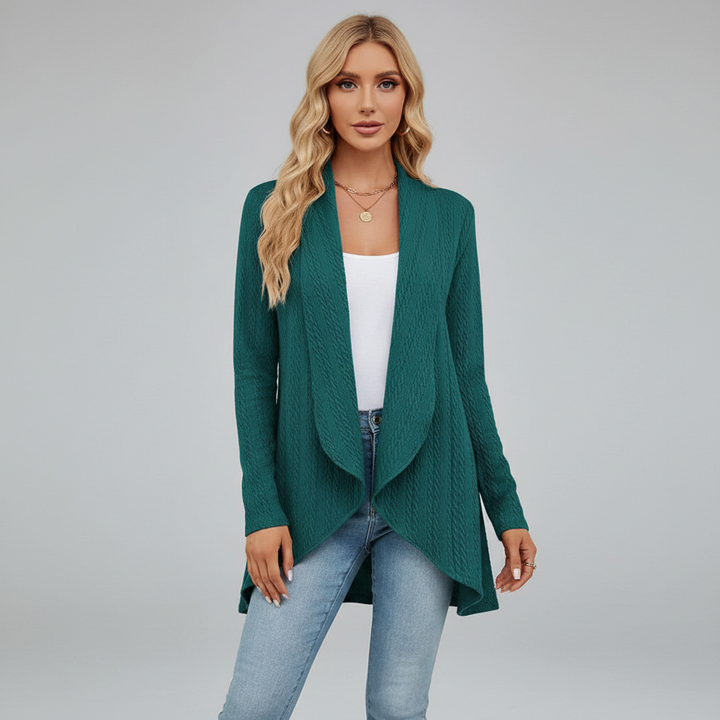 Cozy women's long sleeve open front cardigan, a versatile knitted sweater for casual wear