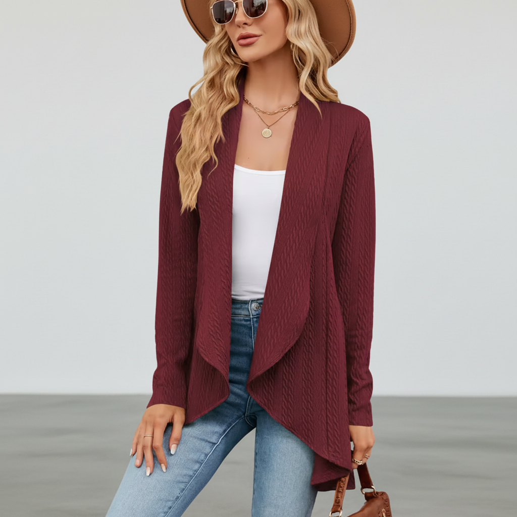 Chic women's open front knitted cardigan, perfect for adding warmth and style to any outfit