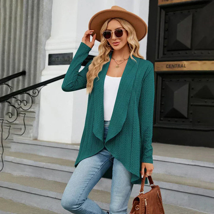 Soft women's long sleeve open front cardigan, an essential layering piece for any outfit