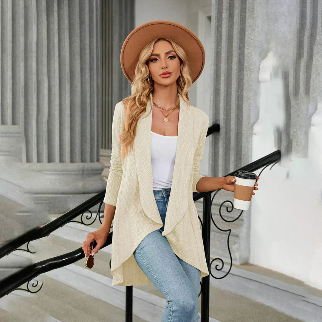 Knitted women's open front cardigan, designed for maximum comfort and casual elegance
