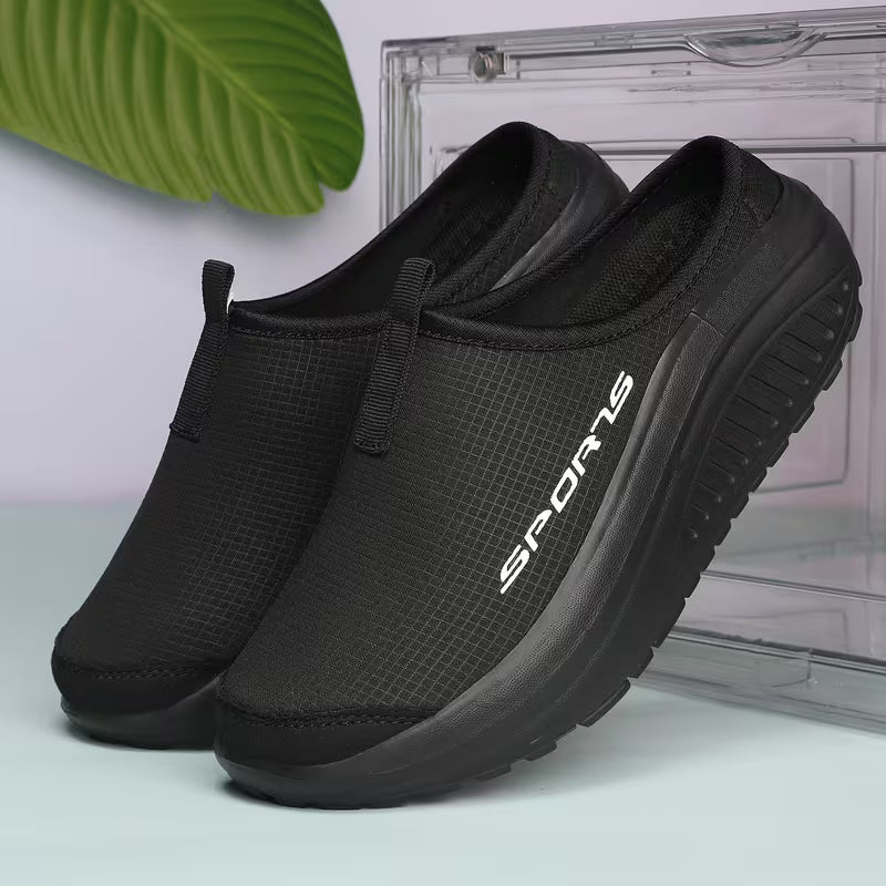 Women's cushioned orthopedic slip-on house slippers, providing gentle foot care.