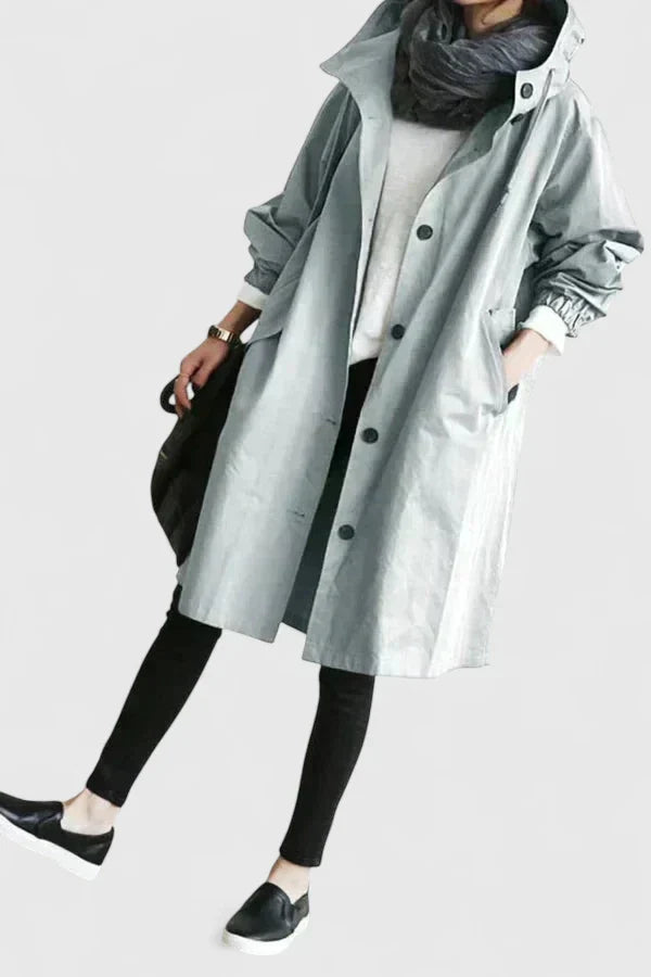 Cozy women's hooded oversized coat, perfect for fall & winter comfort. Everyday stylish outerwear.