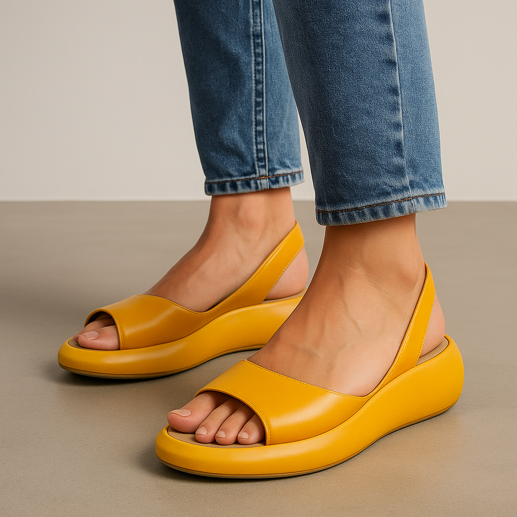 Women's platform sandals with stable support. Comfortable open-toe design for spring & summer casual wear.