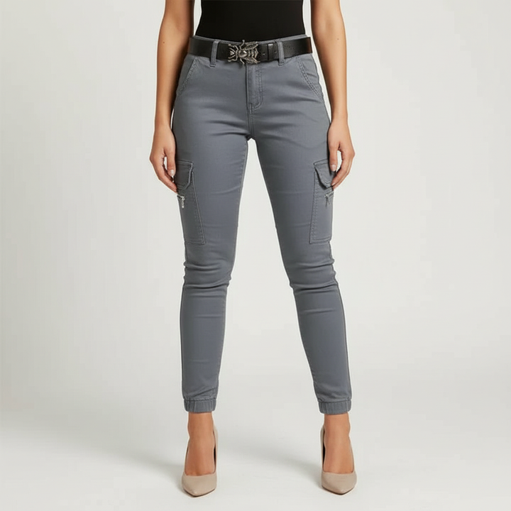 Comfortable elastic waist cargo jeans for women, Regina brand, versatile style