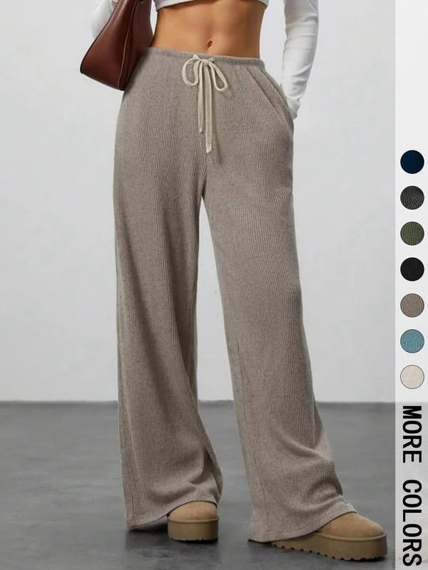 Women's comfortable ribbed lounge pants in relaxed fit, ideal for cozy everyday wear and loungewear.