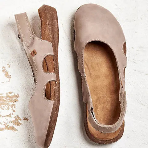 Stylish women's slingback closed-toe flats, offering comfort & support for spring & summer fashion.
