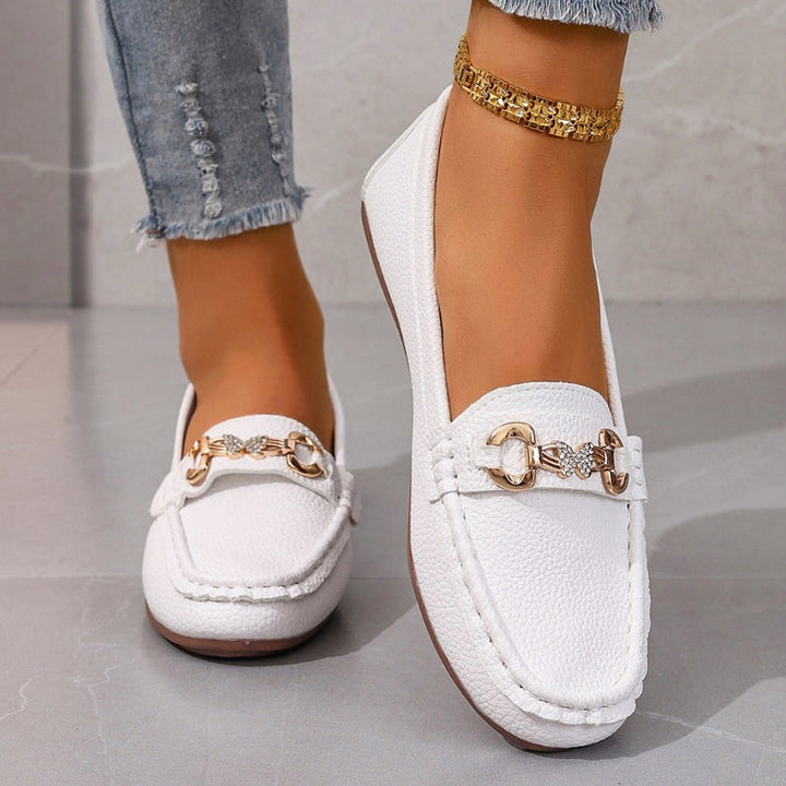 Elegant women's loafers, perfect slip-on shoes for office or casual style. Comfortable round toe footwear.