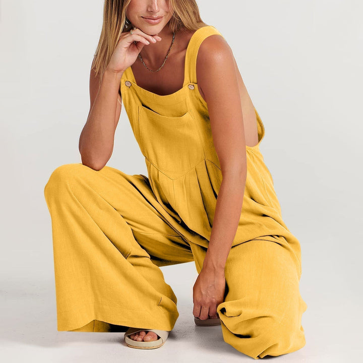 Plus size women's comfortable summer garden overalls, colorful and versatile for casual wear.
