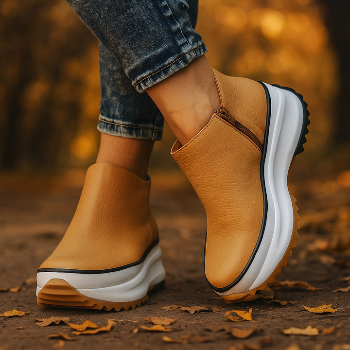 Comfortable women's platform shoes with a unique textured design, providing orthopedic support & stability.