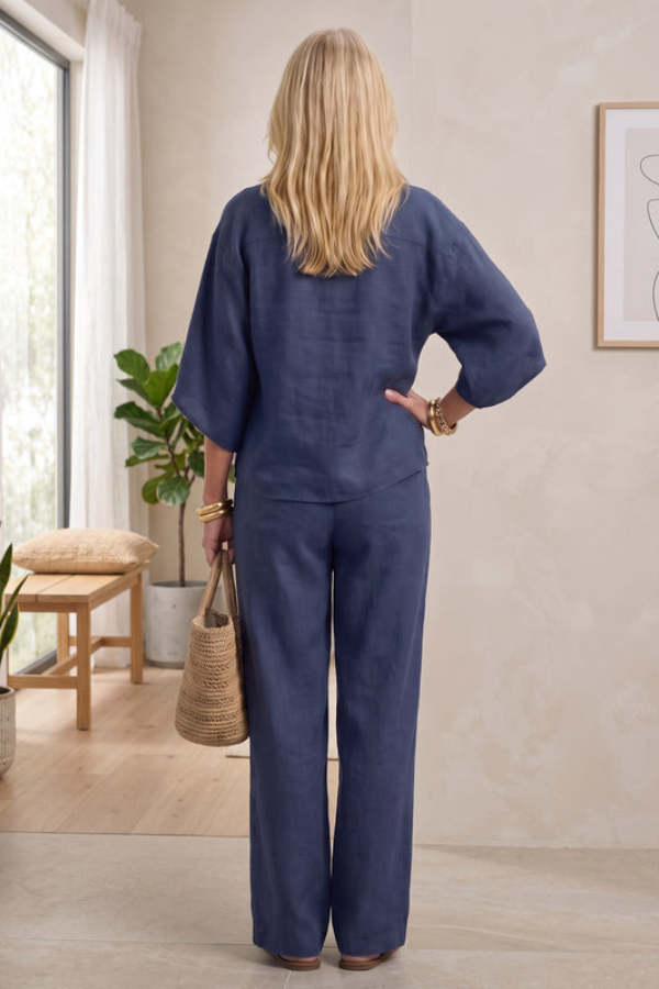 Summer fashion women's two-piece set in sky blue, a comfortable and coordinated lounge outfit.
