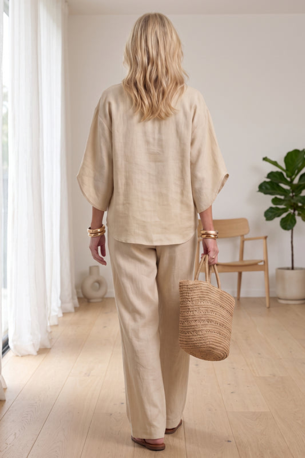 Comfortable women's two-piece travel set in navy, an easy casual coordinated lounge outfit.