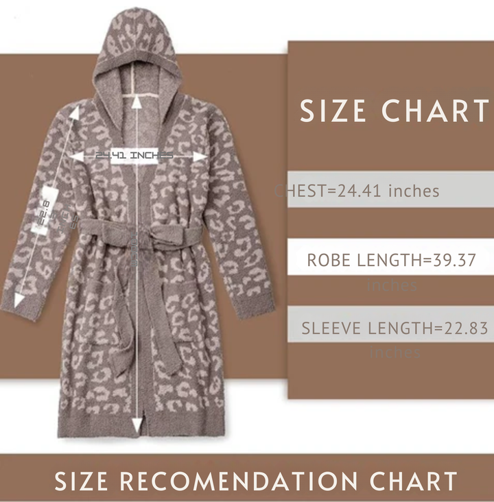 Comfortable women's leopard print bathrobe, soft and luxurious for spa or home loungewear