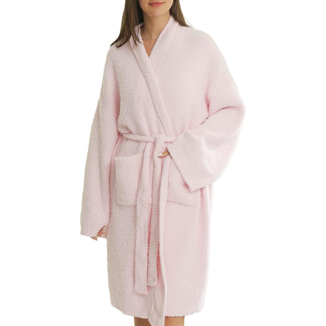Soft hooded women's leopard print loungewear robe, perfect as a comfortable spa bathrobe