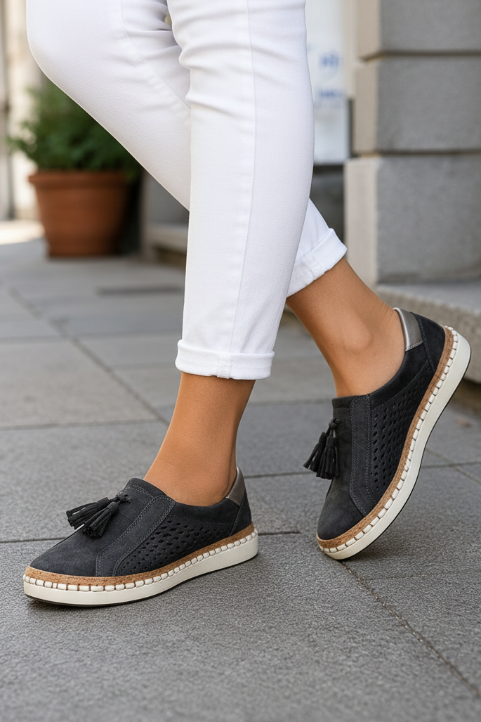 Supportive women's athletic walking shoes with advanced arch support, perfect for travel & active daily wear.