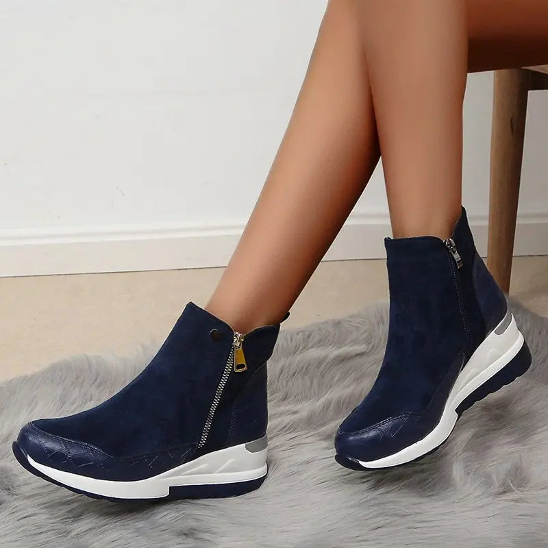 Comfortable wedge ankle boots for women, featuring a stylish design and cushioned footbed for all-day wear.
