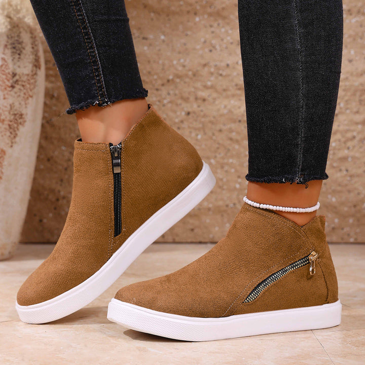 Women's comfortable zip sneakers with orthopedic support, ideal for daily wear & walking.