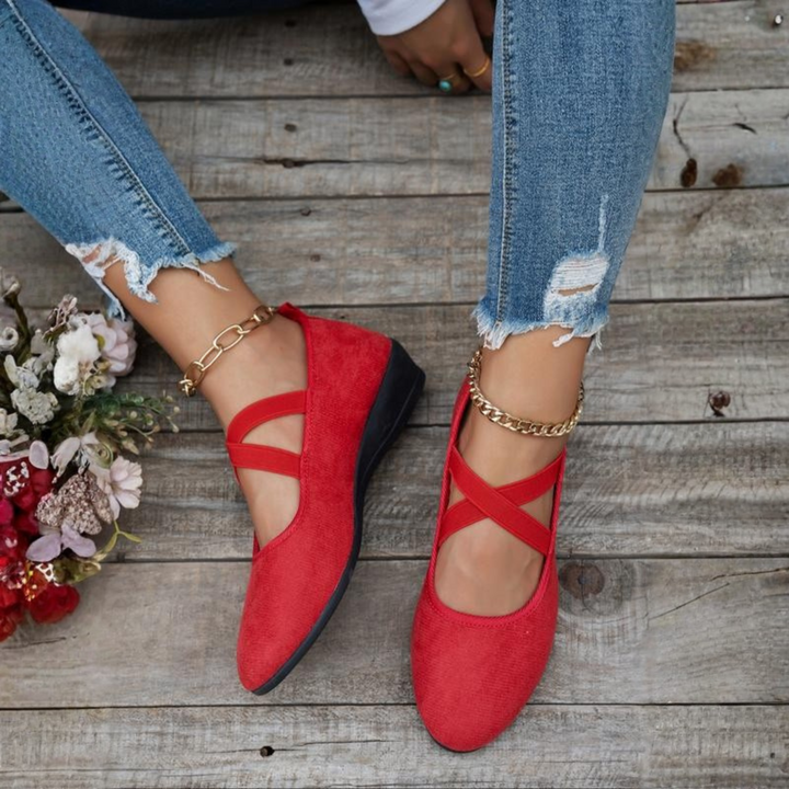 Easy slip-on women's comfortable closed wedge shoes, ideal for versatile casual fashion & all-day wear support.