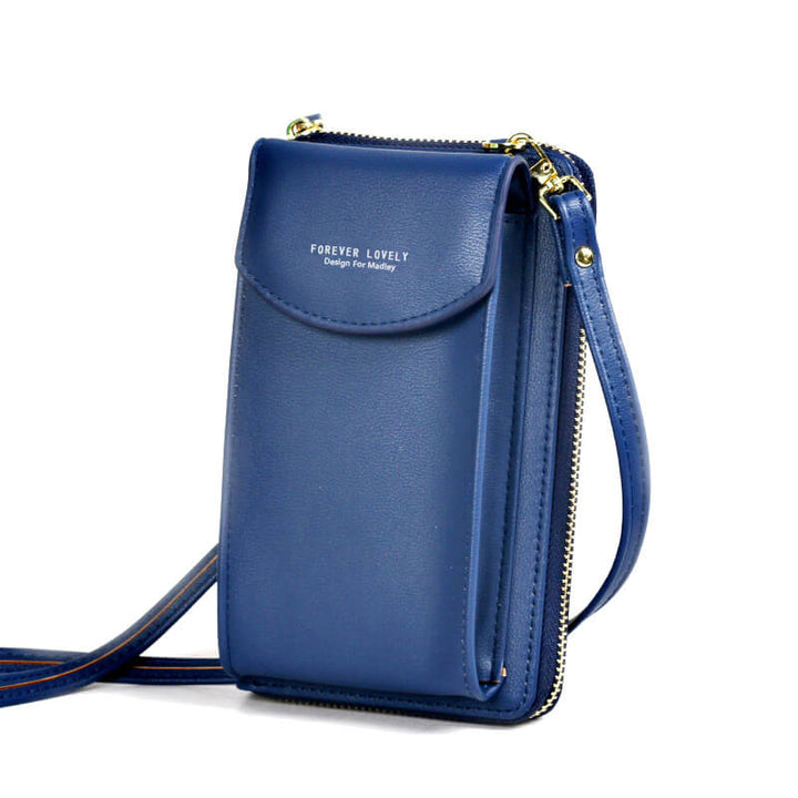 Compact PU leather crossbody bag in a vibrant blue, a trendy fashion accessory for women