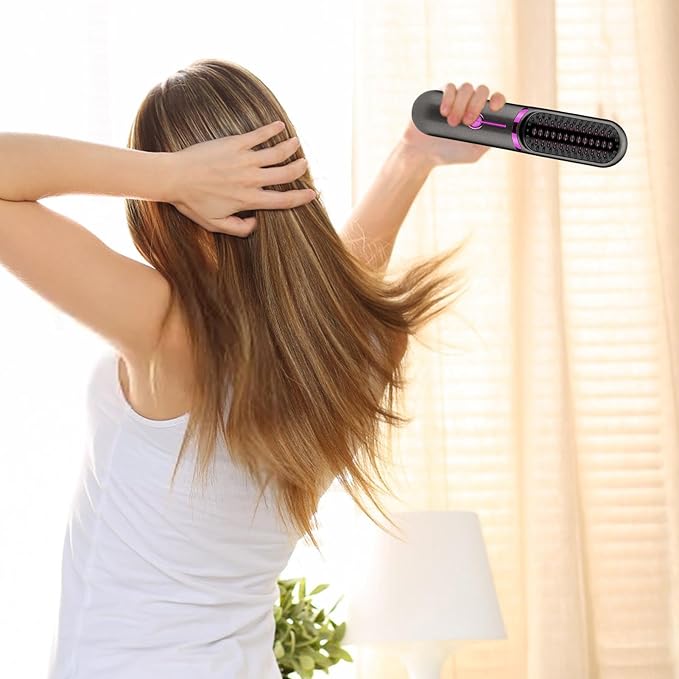 Cordless ceramic hair straightener for women. Portable travel beauty tool for frizz control & sleek hair anywhere.