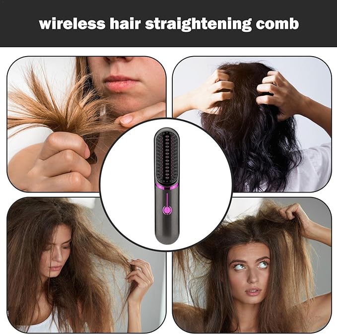 Portable ionic wireless hair styler. Travel-friendly straightener for smooth, shiny, frizz-free women's hair.