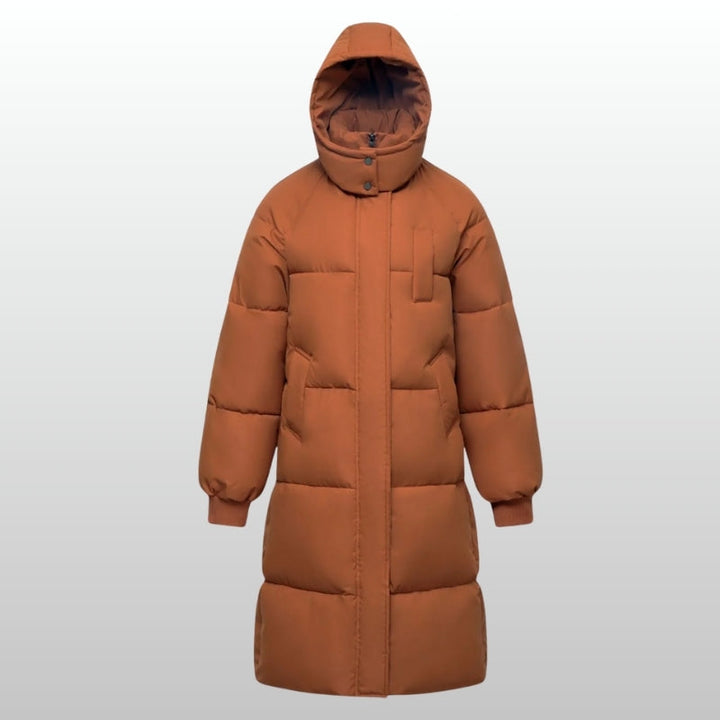 Cortina women's long puffer jacket, designed for warmth & style. Water-resistant outerwear, ideal for cold winter days.
