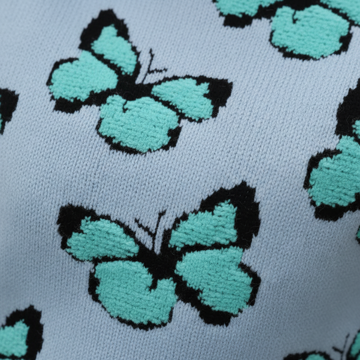 Casual women's knit sweater with unique butterfly pattern, ideal for autumn fashion and everyday comfort
