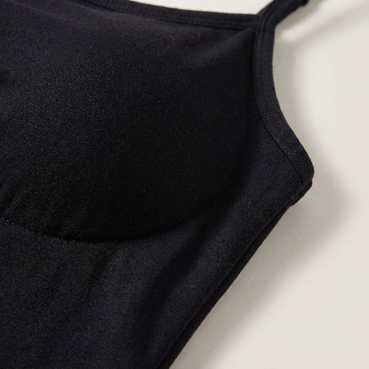 Comfortable women's tank top with built-in bustier, cotton fabric, ideal for active or daily use