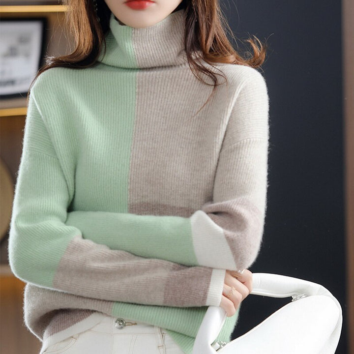 Versatile women's long sleeve turtleneck sweater. Soft, cozy knitwear for comfortable and chic fall fashion.