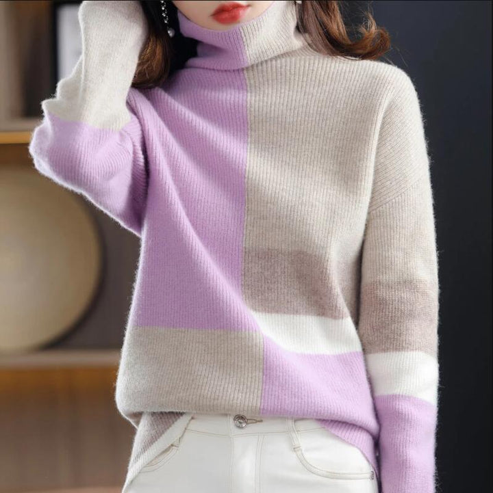 Cozy chic women's turtleneck sweater, perfect for effortless style. A comfortable long sleeve top for winter wear.