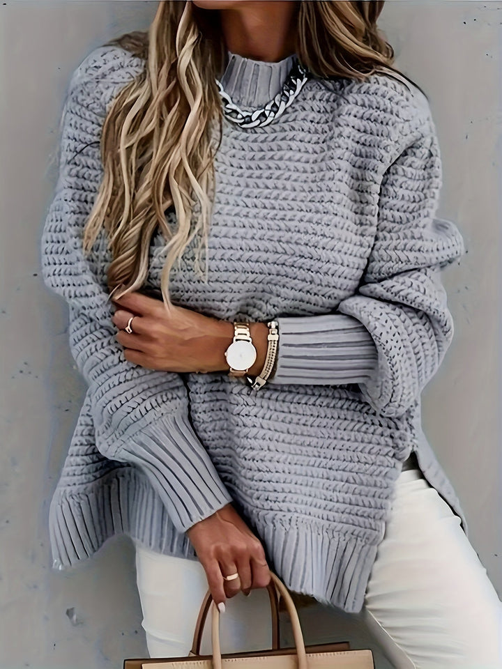 Classic chunky knit women's pullover sweater, warm, cozy, and comfortable for all casual occasions.