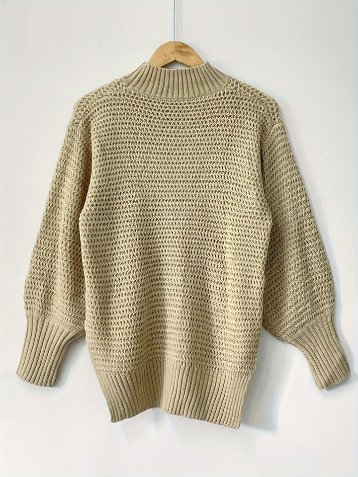 Navy blue women's cozy chunky knit pullover, versatile for layering and everyday casual fashion.
