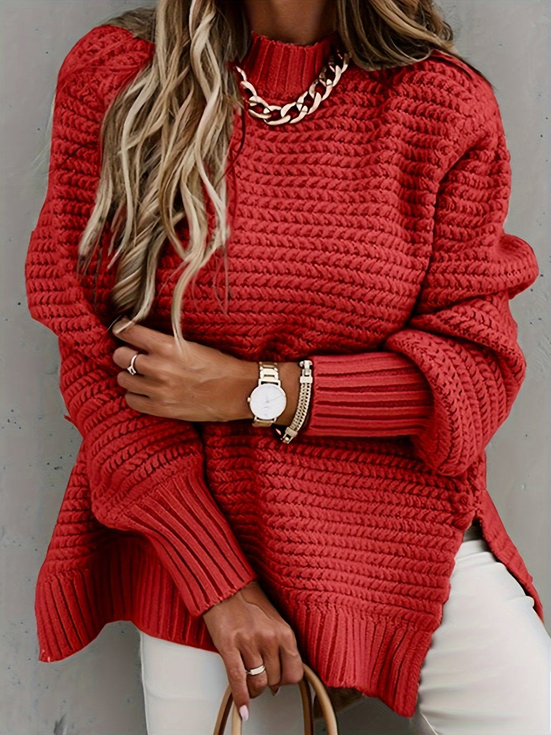 Ultra-cozy women's chunky knit sweater, a pullover style perfect for relaxed fit winter fashion.