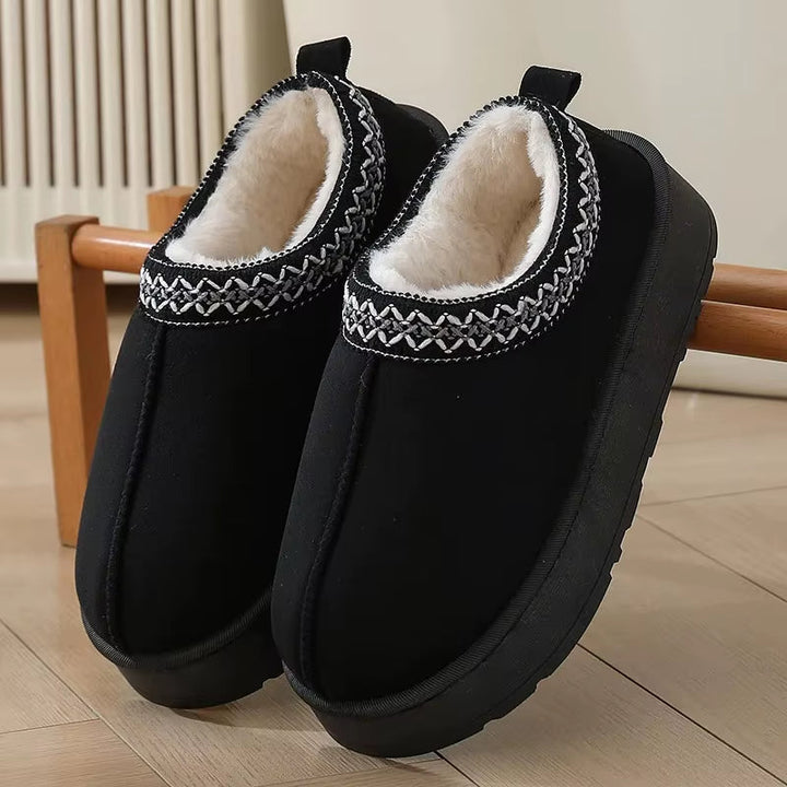 Plush women's indoor-outdoor mules, designed for ultimate comfort and warmth as slip-on footwear.