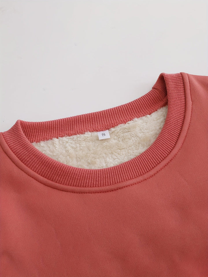 Everyday comfort: Women's 'Perfect Imperfect' graphic crewneck, a versatile long sleeve fleece sweatshirt.