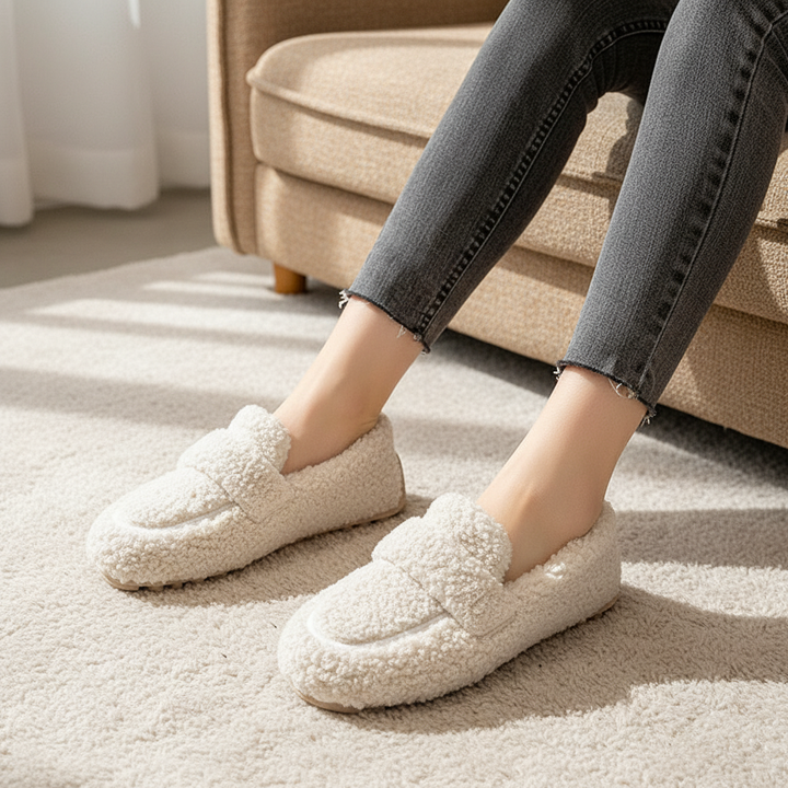 Women's Cozy Fleece-Lined House Slippers, plush non-slip indoor footwear for warmth and comfort
